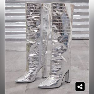 Silver boots from pretty little thing which are currently sold out